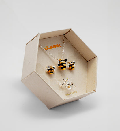 Combo Collar + Aretes + Anillo Ajustable 🐝